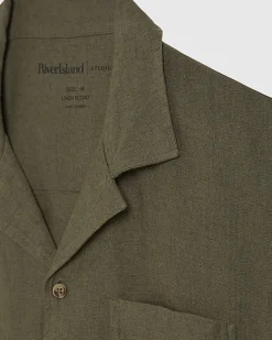 Khaki Regular Fit Linen Blend Shirt