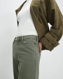 Khaki Relaxed Straight Jeans