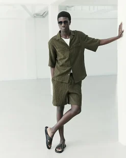 Khaki RI Studio Pleated Shorts