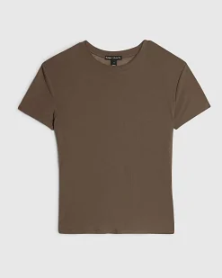 Khaki Semi Sheer Short Sleeve Top