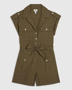 Khaki Sleeveless Utility Playsuit
