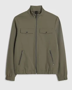 Khaki Slim Fit Comfort Stretch Funnel Jacket