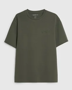 Khaki Slim Fit Embroidered Crew Neck T-shirt
