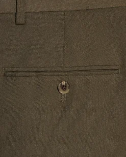 Khaki Slim Fit Linen Blend Suit Trousers