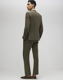 Khaki Slim Fit Linen Blend Suit Trousers