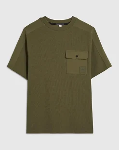 Khaki Slim Fit Textured Lightweight T-Shirt