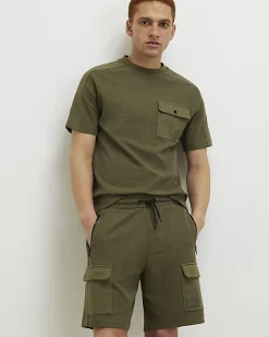 Khaki Slim Fit Textured Lightweight T-Shirt