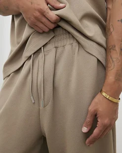 Khaki Wide Leg Twill Joggers
