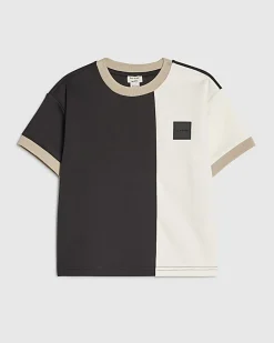Mini Boys Beige Colour Block Luminis T-Shirt
