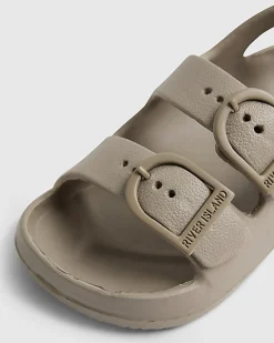 Mini Boys Beige Moulded Double Strap Sliders