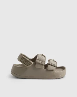 Mini Boys Beige Moulded Double Strap Sliders