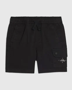 Mini Boys Black Twill Cargo Shorts