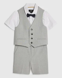 Mini Boys Blue Tailored Waistcoat 4 Piece Set