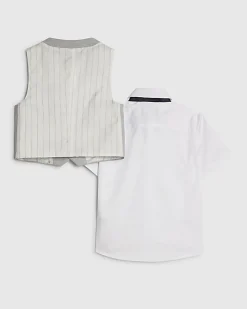 Mini Boys Blue Tailored Waistcoat 3 Piece Set