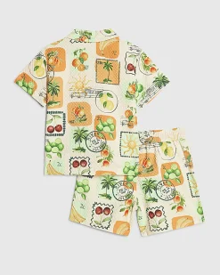 Mini Boys Cream Swim Shirt and Short Set