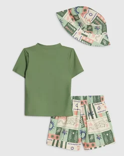 Mini Boys Khaki Tiger Swim Top and Short Set