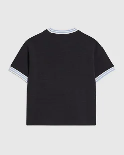 Mini Boys Navy Football Rib T-shirt