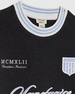Mini Boys Navy Football Rib T-shirt