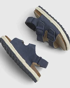 Mini Boys Navy Footbed Sandals