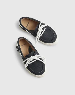 Mini Boys Navy Laced Boat Shoes