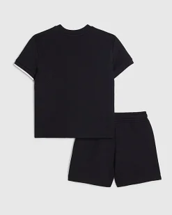 Mini Boys Navy Oversized Textured T-Shirt Set