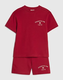 Mini Boys Red Essentialism T-Shirt Set