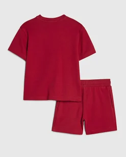 Mini Boys Red Essentialism T-Shirt Set