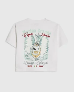 Mini Boys White Boat T-Shirt