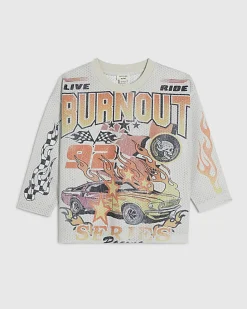 Mini Boys White Mesh Car T-Shirt