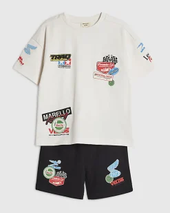 Mini Boys White Motorsport T-Shirt Set