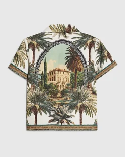Mini Boys White Palm Tree Print Shirt