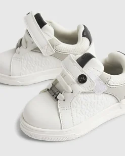 Mini Boys White RI Embossed Trainers
