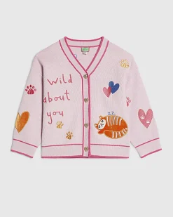 Mini Girls Abbie Rosie Pink Tiger Cardigan