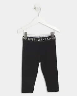 Mini girls black RI cropped leggings