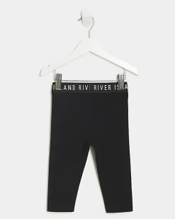 Mini girls black RI cropped leggings