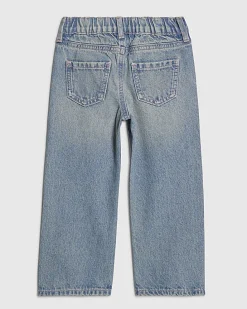 Mini Girls Blue Embroidered Bow Jeans