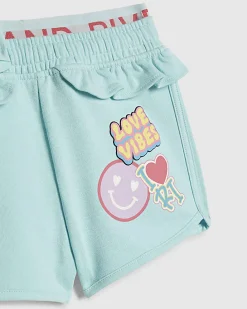 Mini Girls Blue Love Vibes Shorts Set
