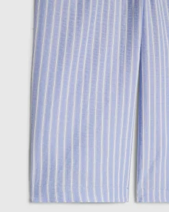 Mini Girls Blue Stripe Wide Leg Trousers