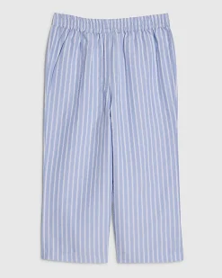 Mini Girls Blue Stripe Wide Leg Trousers