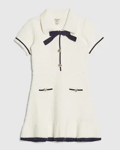 Mini Girls Cream Boucle Dress