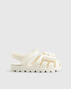 Mini Girls Cream Bow Sandals