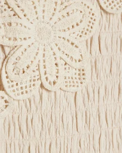 Mini Girls Cream Crochet Flower Dress