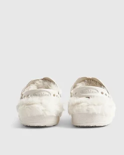 Mini Girls Cream Faux Fur Charm Clogs