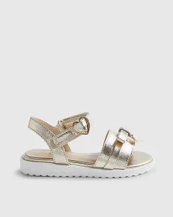 Mini Girls Gold Bow Sandals
