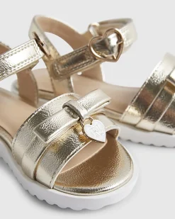 Mini Girls Gold Bow Sandals
