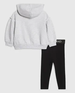 Mini Girls Grey Bow Hoodie Set