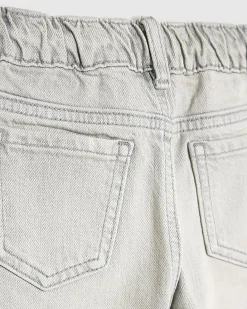 Mini Girls Grey Pull On Stripe Wide Leg Jeans
