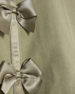 Mini Girls Khaki Satin Bow T-Shirt Set