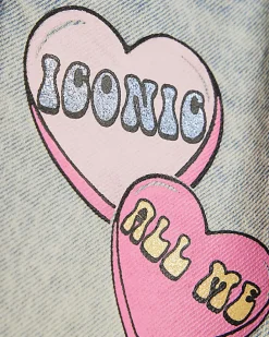 Mini Girls Love Heart Graffiti Straight Jeans