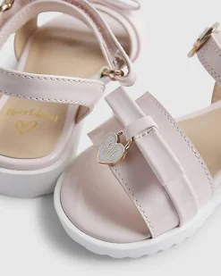 Mini Girls Pink Bow Sandals